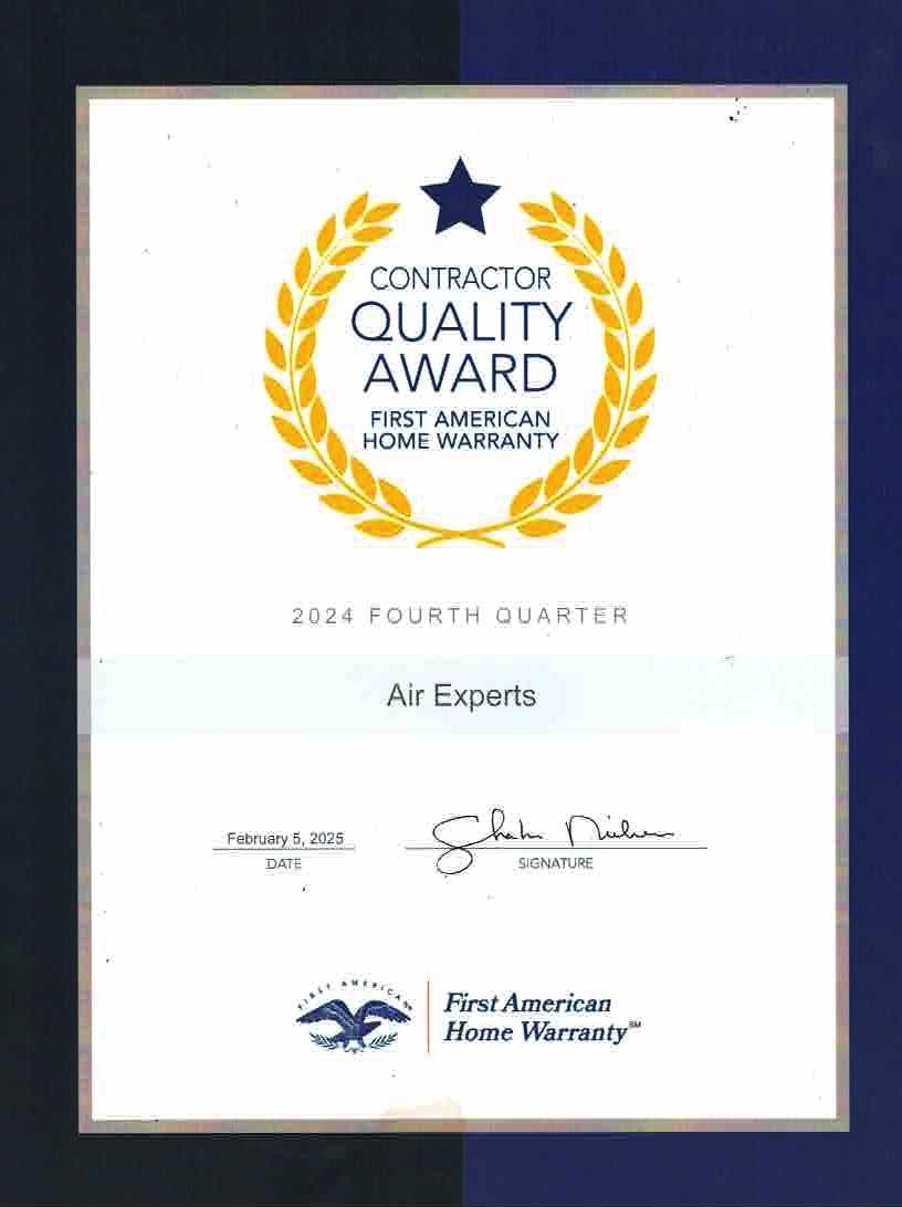 First American Home Warranty, Quality Contractor Award, 2024 Fourth Quarter